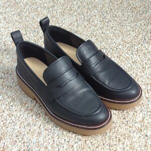Everlane Black Leather Loafers with Tan Sole